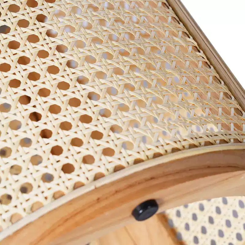 Tavolino rotondo in rattan con piano in legno di gomma massiccio, tavolino d'appoggio da 40 cm