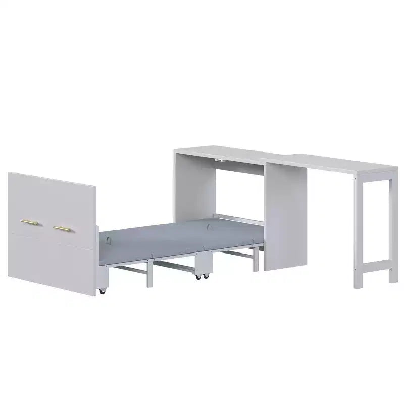 Letto a scomparsa Twin Size con scrivania regolabile e cuscino pieghevole