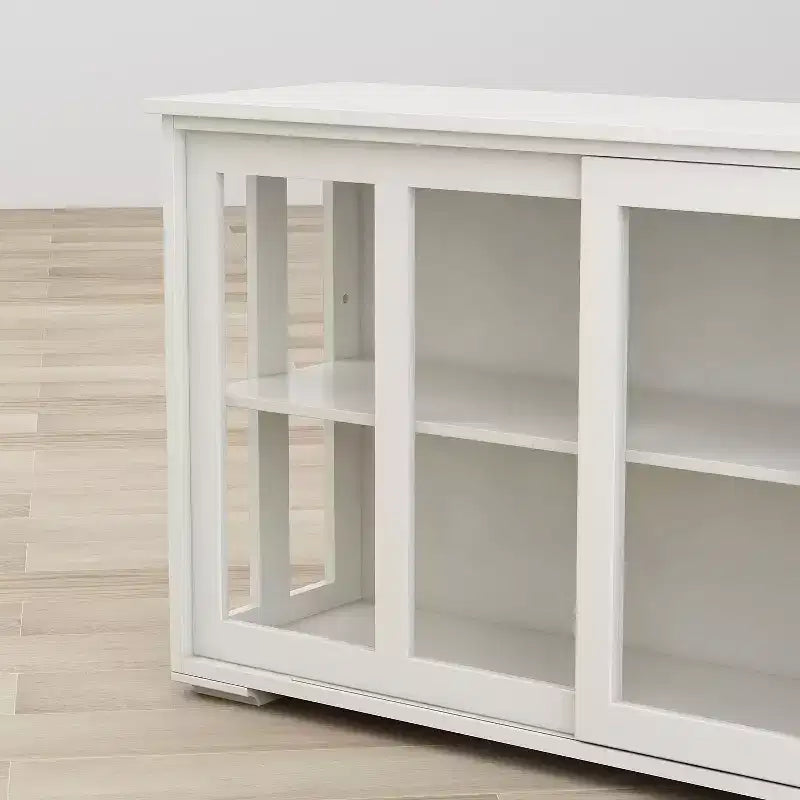 Mobile credenza da cucina con ante scorrevoli in vetro, ripiano regolabile a 2 livelli, credenza per cucina, sala da pranzo, soggiorno