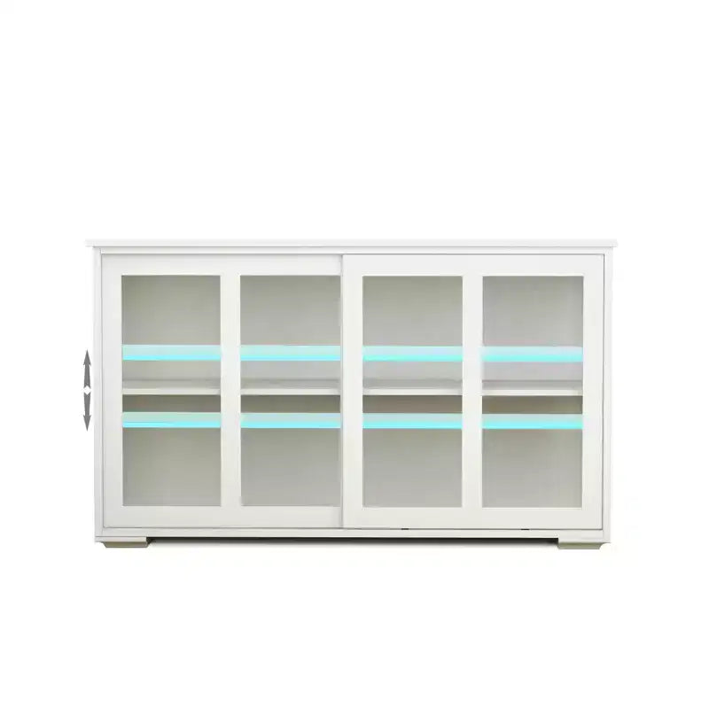 Mobile credenza da cucina con ante scorrevoli in vetro, ripiano regolabile a 2 livelli, credenza per cucina, sala da pranzo, soggiorno