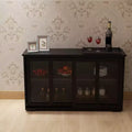 Mobile credenza da cucina con ante scorrevoli in vetro, ripiano regolabile a 2 livelli, credenza per cucina, sala da pranzo, soggiorno