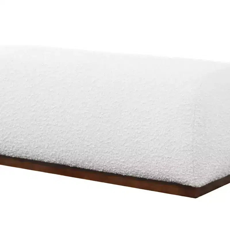 Panca pouf morbida in bouclé | Metà secolo moderno, per fondo letto o soggiorno, avorio