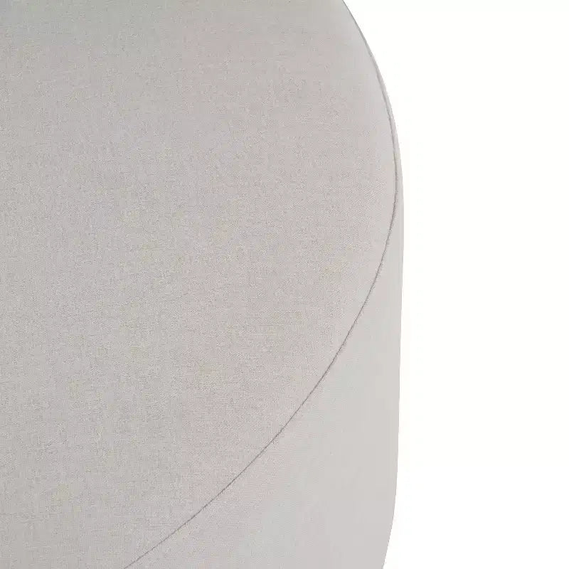 Poggiapiedi Pouf Rotondo con Gambe in Legno di Gomma | Moderno Minimalista, Gommini Antiscivolo