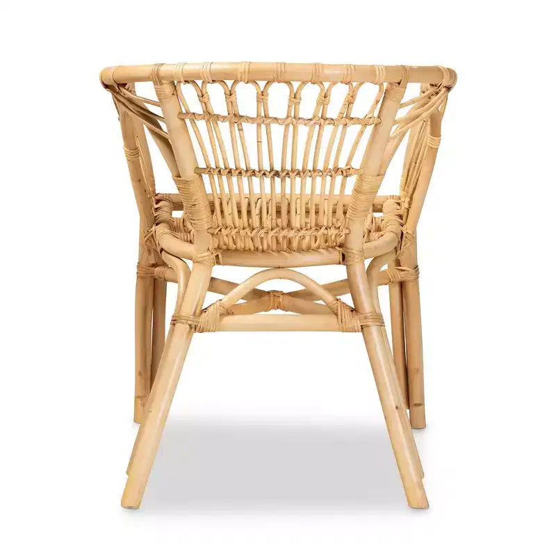Sedia da pranzo in rattan, naturale/marrone, braccioli inclinati, base a croce, completamente assemblata