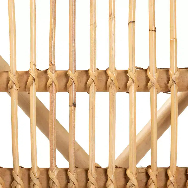 Sedia da pranzo in rattan, naturale/marrone, braccioli inclinati, base a croce, completamente assemblata