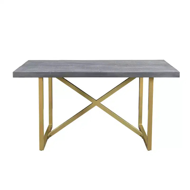 Tavolo da pranzo in legno di mango, finitura industriale oro/grigio, 4 posti