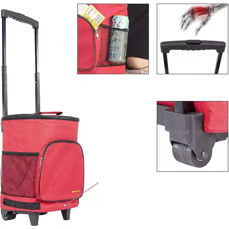 Carrello termico ultra compatto e isolato, pieghevole, su ruote, capacità di 36 lattine per portellone, barbecue, spiaggia