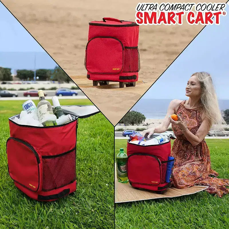 Carrello termico ultra compatto e isolato, pieghevole, su ruote, capacità di 36 lattine per portellone, barbecue, spiaggia