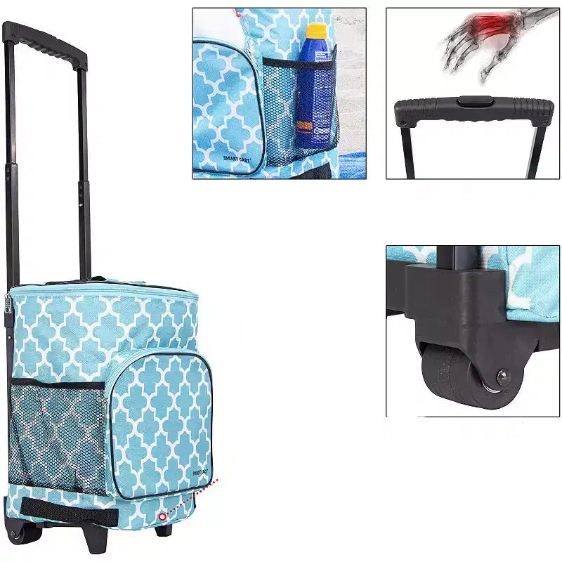 Carrello termico ultra compatto e isolato, pieghevole, su ruote, capacità di 36 lattine per portellone, barbecue, spiaggia