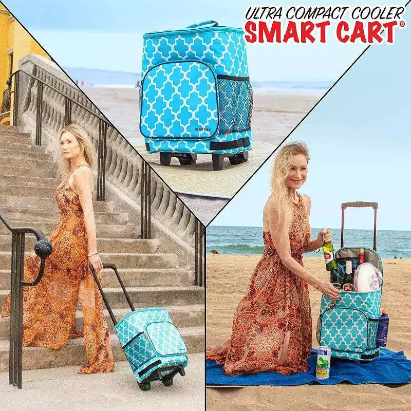 Carrello termico ultra compatto e isolato, pieghevole, su ruote, capacità di 36 lattine per portellone, barbecue, spiaggia