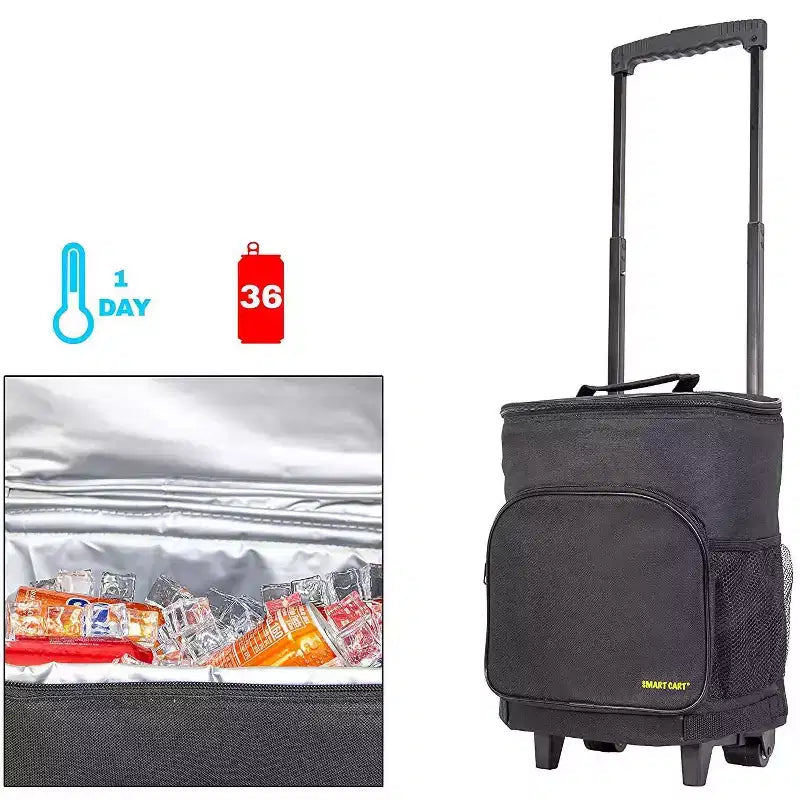Carrello termico ultra compatto e isolato, pieghevole, su ruote, capacità di 36 lattine per portellone, barbecue, spiaggia