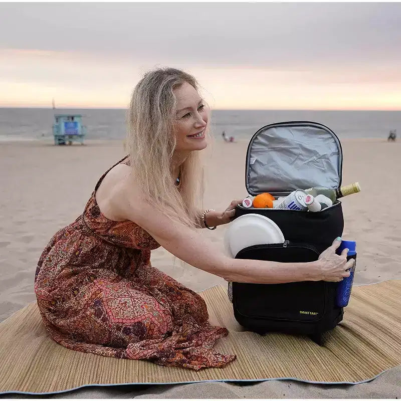 Carrello termico ultra compatto e isolato, pieghevole, su ruote, capacità di 36 lattine per portellone, barbecue, spiaggia