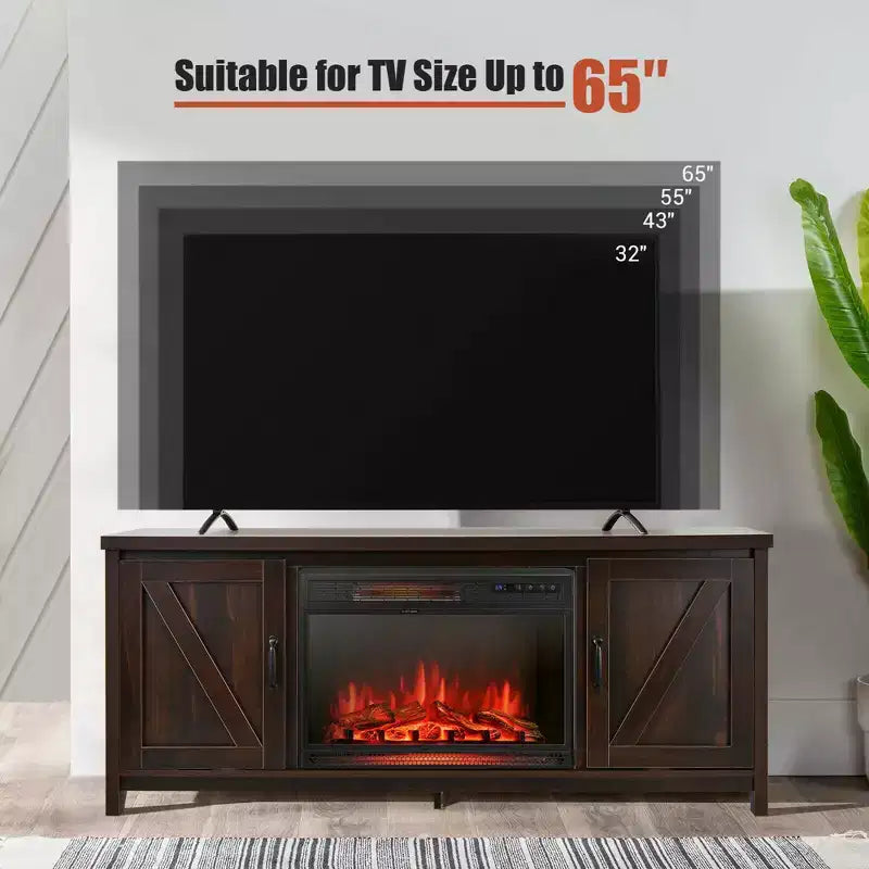 Mobile TV per camino con termocamino elettrico da 25" 1350W e telecomando