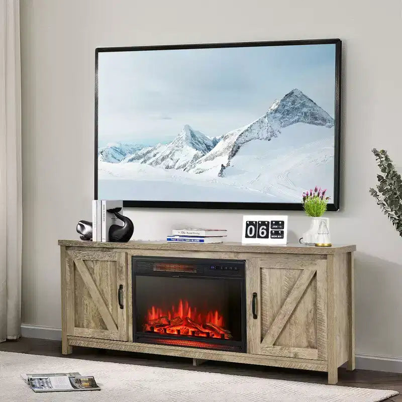 Mobile TV per camino con termocamino elettrico da 25" 1350W e telecomando