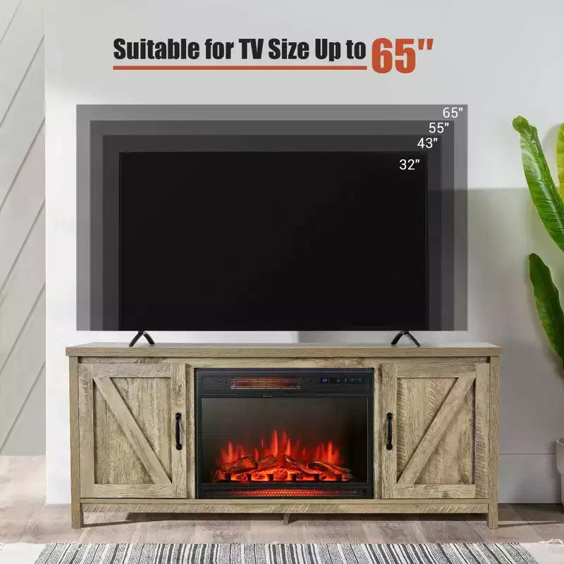 Mobile TV per camino con termocamino elettrico da 25" 1350W e telecomando