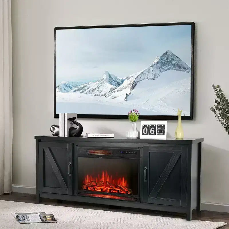 Mobile TV per camino con termocamino elettrico da 25" 1350W e telecomando