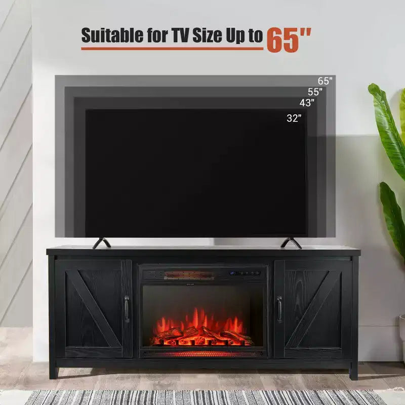 Mobile TV per camino con termocamino elettrico da 25" 1350W e telecomando