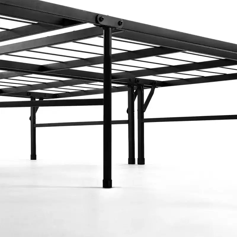 Base letto a piattaforma Premium Steel, Nera, Supporto centrale rinforzato, Nessuna rete a molle richiesta