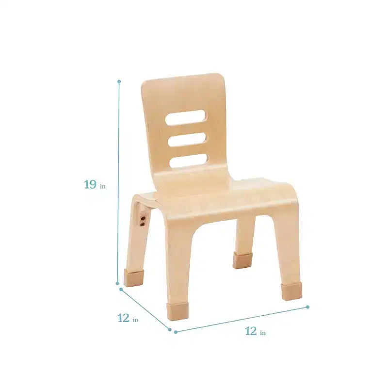 Sedia impilabile in legno curvato, altezza seduta 25 cm, mobili Montessori, confezione da 2