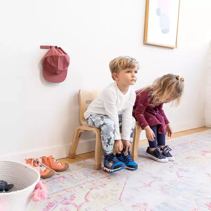 Sedia impilabile in legno curvato, altezza seduta 25 cm, mobili Montessori, confezione da 2