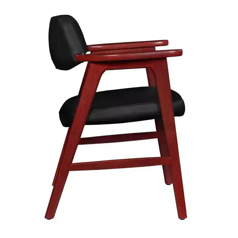 Poltroncina d'accento imbottita per ospiti, design moderno di metà secolo, vinile, struttura in legno di mogano