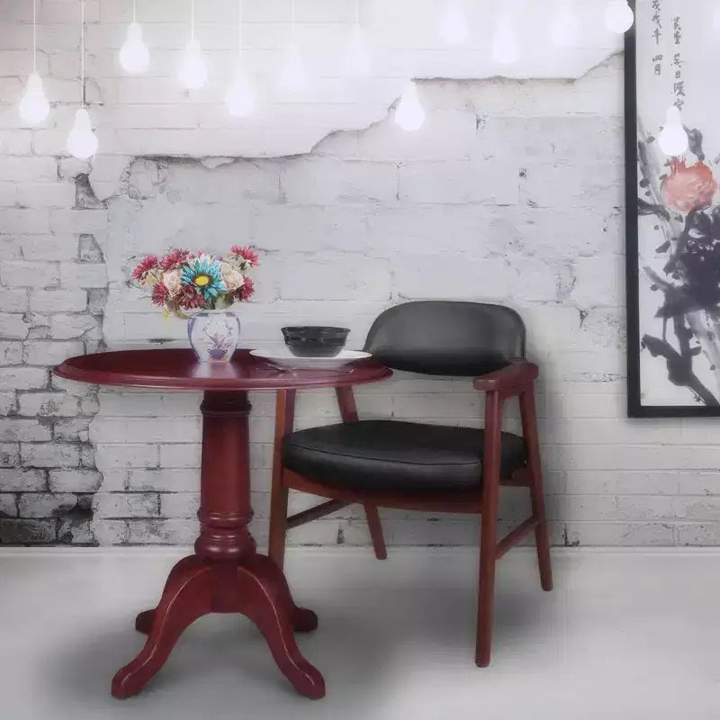 Poltroncina d'accento imbottita per ospiti, design moderno di metà secolo, vinile, struttura in legno di mogano