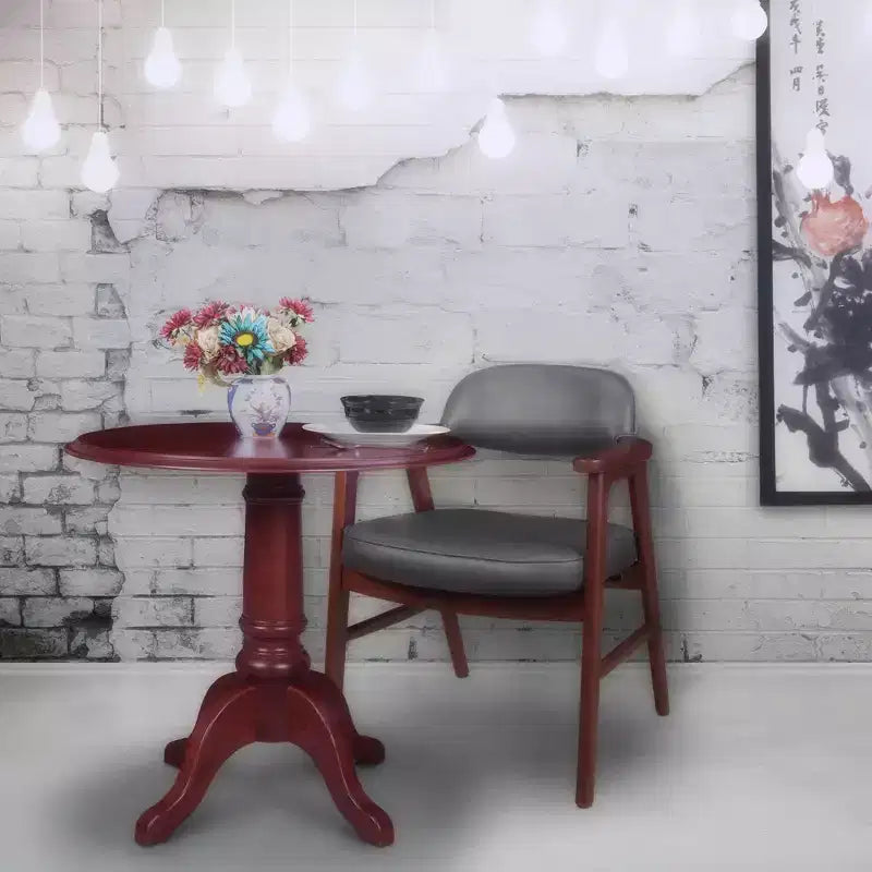 Poltroncina d'accento imbottita per ospiti, design moderno di metà secolo, vinile, struttura in legno di mogano