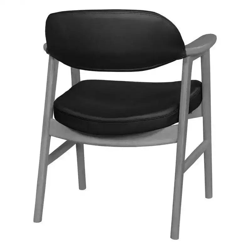 Poltroncina d'accento imbottita per ospiti, design moderno di metà secolo, vinile, struttura in legno di mogano