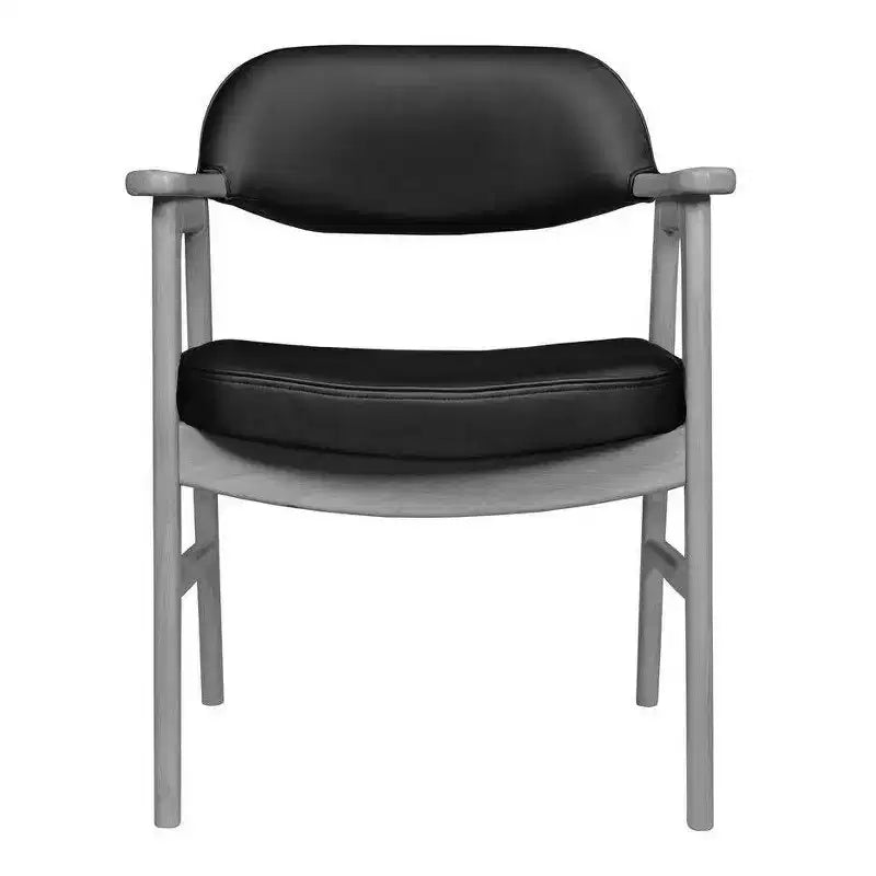 Poltroncina d'accento imbottita per ospiti, design moderno di metà secolo, vinile, struttura in legno di mogano