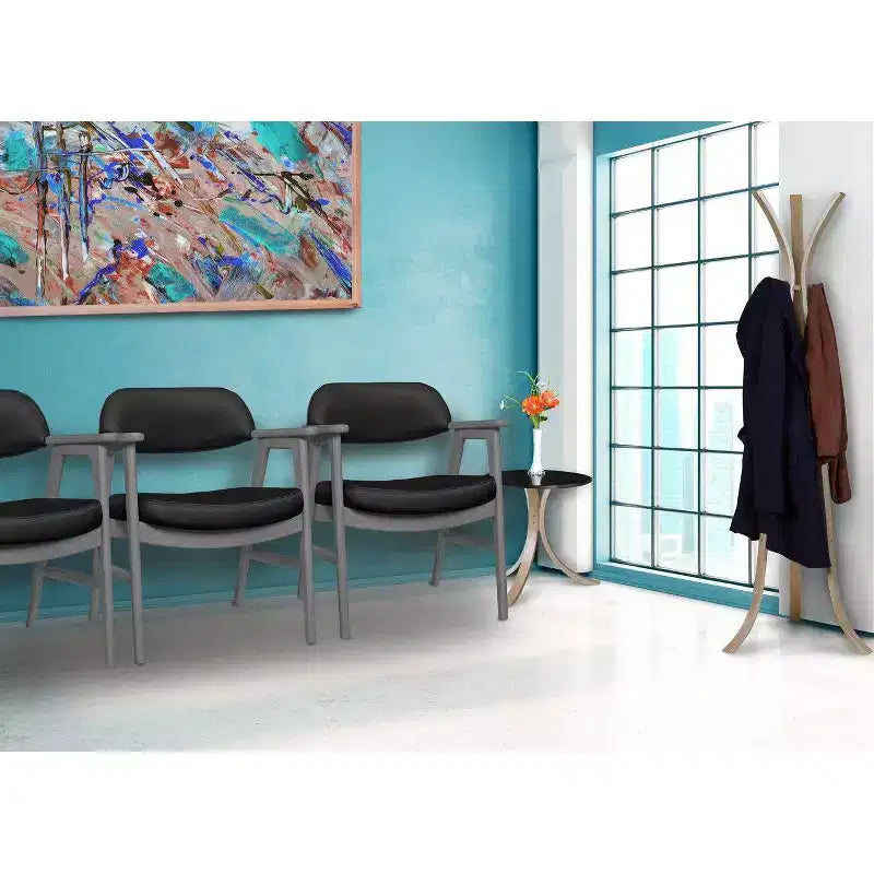 Poltroncina d'accento imbottita per ospiti, design moderno di metà secolo, vinile, struttura in legno di mogano