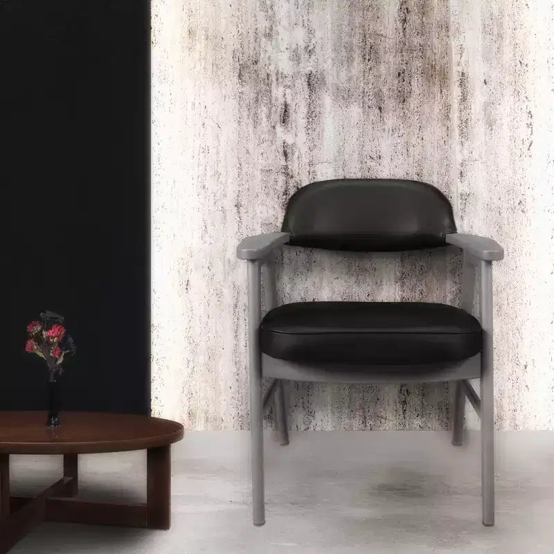 Poltroncina d'accento imbottita per ospiti, design moderno di metà secolo, vinile, struttura in legno di mogano