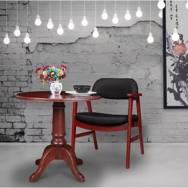 Poltroncina d'accento imbottita per ospiti, design moderno di metà secolo, vinile, struttura in legno di mogano