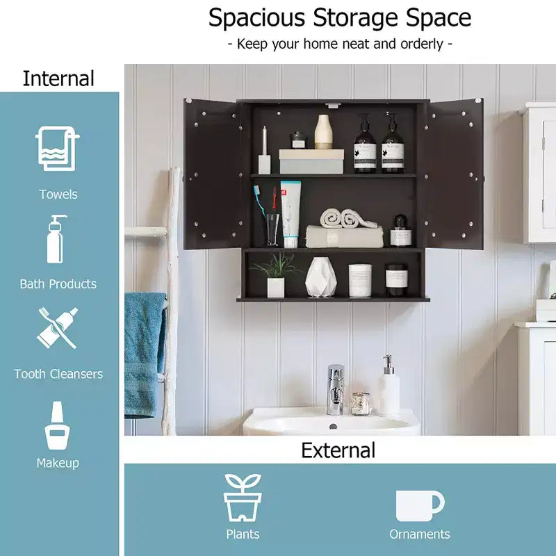 Specchiera da Parete | Armadietto da Bagno con Specchio, Bianco/Grigio/Marrone/Nero