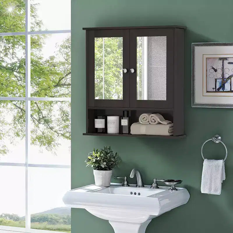 Specchiera da Parete | Armadietto da Bagno con Specchio, Bianco/Grigio/Marrone/Nero