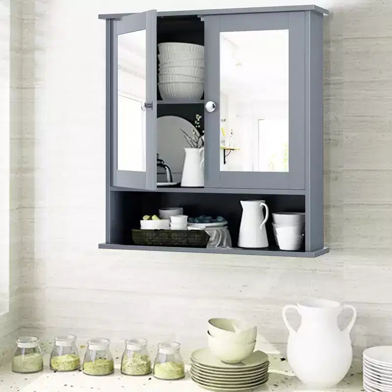 Specchiera da Parete | Armadietto da Bagno con Specchio, Bianco/Grigio/Marrone/Nero