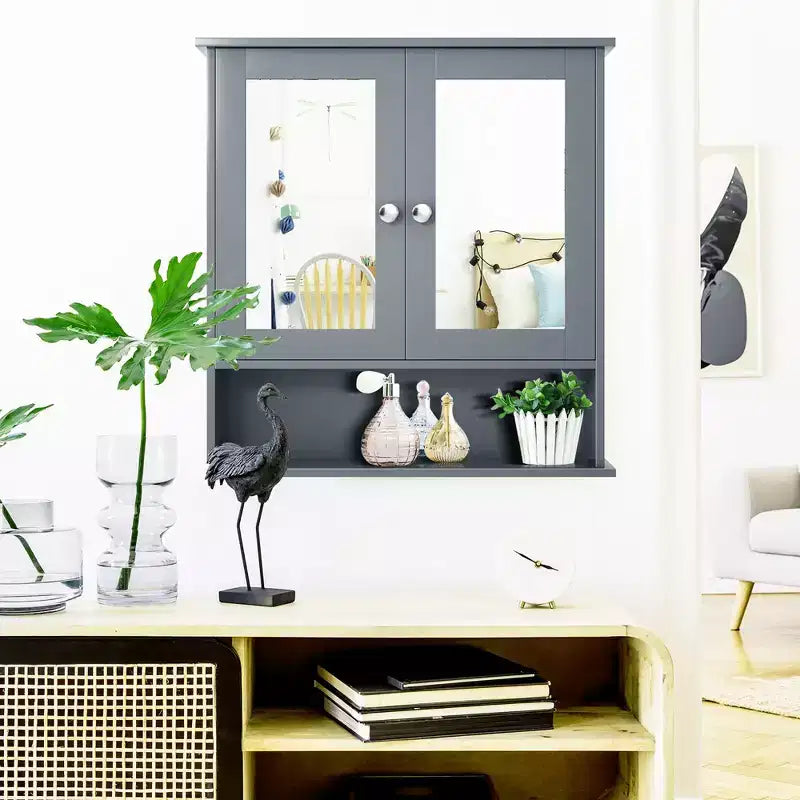 Specchiera da Parete | Armadietto da Bagno con Specchio, Bianco/Grigio/Marrone/Nero