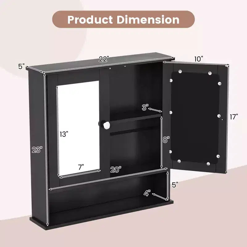 Specchiera da Parete | Armadietto da Bagno con Specchio, Bianco/Grigio/Marrone/Nero