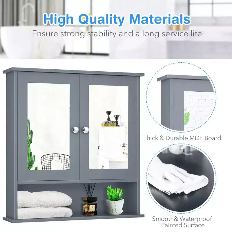Specchiera da Parete | Armadietto da Bagno con Specchio, Bianco/Grigio/Marrone/Nero