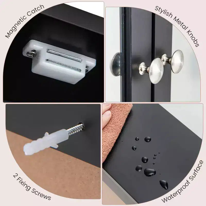 Specchiera da Parete | Armadietto da Bagno con Specchio, Bianco/Grigio/Marrone/Nero