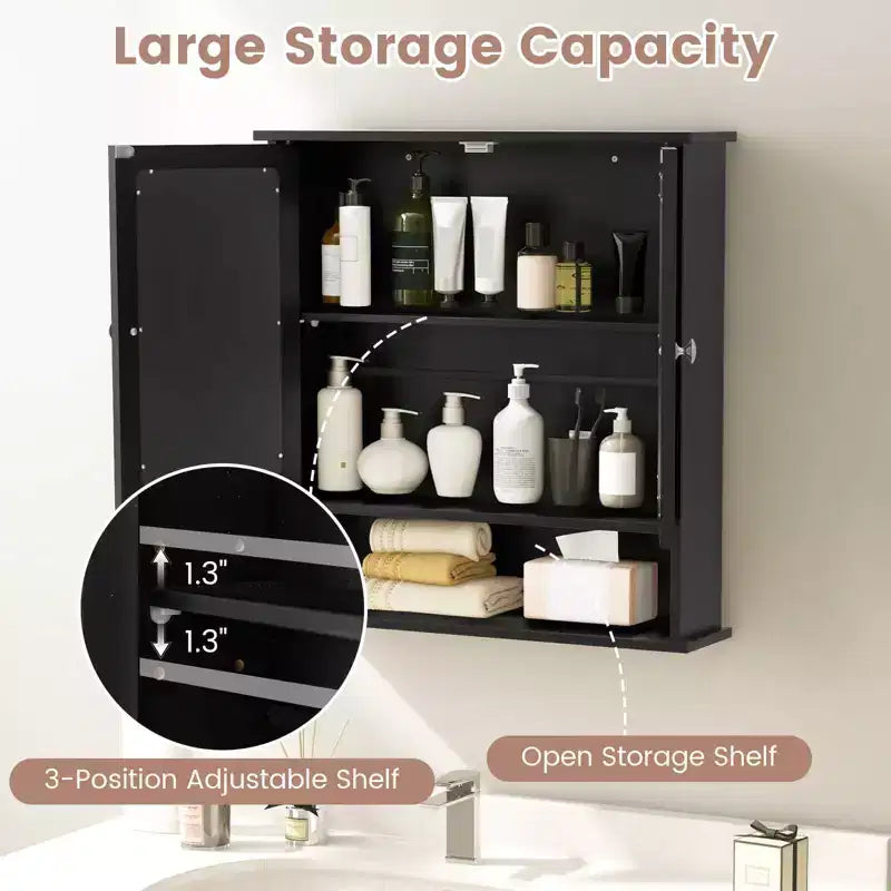 Specchiera da Parete | Armadietto da Bagno con Specchio, Bianco/Grigio/Marrone/Nero