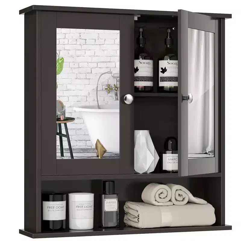 Specchiera da Parete | Armadietto da Bagno con Specchio, Bianco/Grigio/Marrone/Nero
