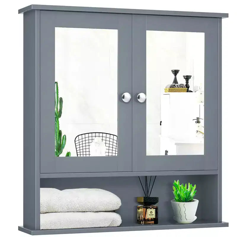 Specchiera da Parete | Armadietto da Bagno con Specchio, Bianco/Grigio/Marrone/Nero