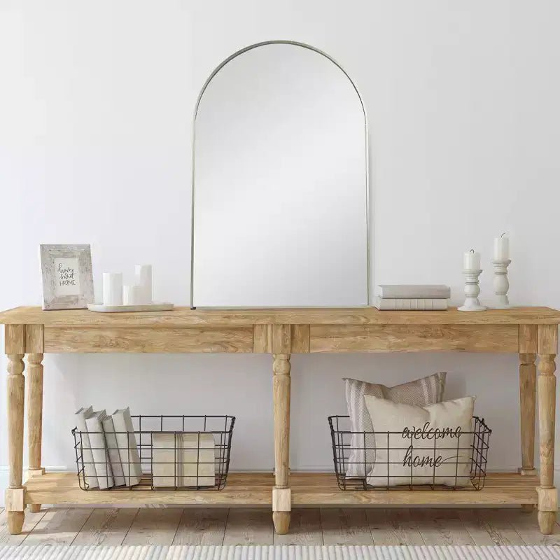 Specchio da parete ad arco moderno con cornice dorata