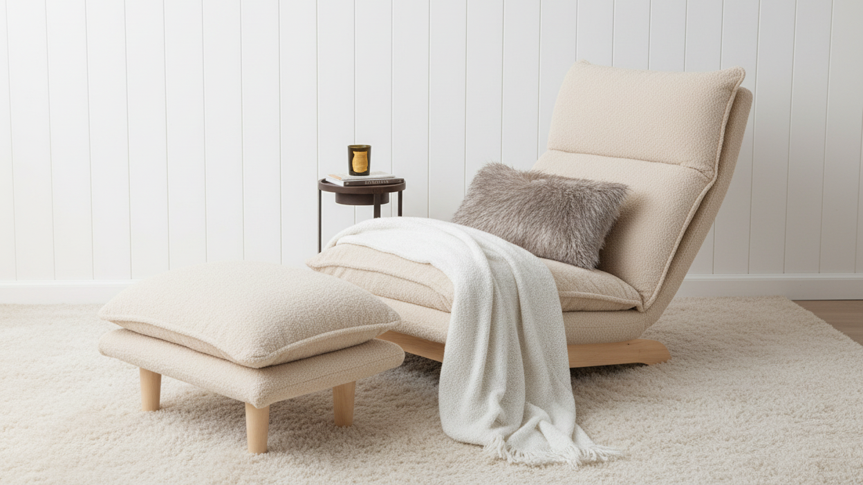 Chaise Lounge with White Panel Background