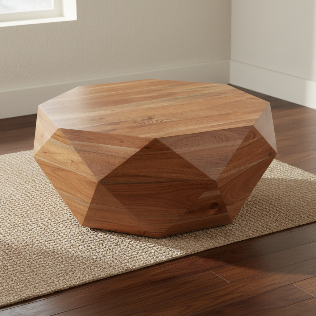 Diamond Shape Acacia Wood Coffee Table